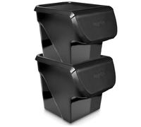 Lot de 2 Conteneurs de stockage VILDE - 13 litres - 34x26x27,5 cm - Noir - Empilables et pratiques