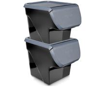 Lot de 2 Conteneurs de stockage VILDE - Plastique alimentaire - 34x26x27,5 cm - Noir et anthracite
