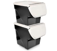 Lot de 2 Conteneurs de stockage VILDE - Plastique alimentaire - 34x26x27,5 cm - Noir et cendres