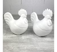 Lot de 2 Coqs en polystyrène, Hauteur 15 cm x Longueur 18,5 cm, Animal de la Ferme densité supérieure