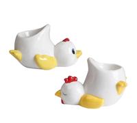 Lot de 2 coquetiers amusants en céramique - Passe au lave-vaisselle - Décoration amusante en forme d'animal - Pour Pâques, Noël, anniversaire