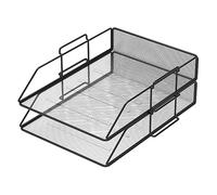 Lot de 2 Corbeilles à courrier en Maille Métallique Format A4 Noir. Organisateur Bureau, Tiroirs de Bureau, Classeurs de Bureau, Accessoires de Bureau, Porte-revues, Trieur de Documents