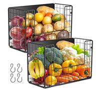 Lot de 2 corbeilles à fruits magnétiques à suspendre et à épices magnétiques - Organisateur de cuisine sans perçage - Corbeille à fruits et légumes en forme de U - Étagère magnétique pour