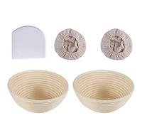 Lot de 2 corbeilles à pain rondes | Corbeille à pain en rotin naturel | Bol à pain professionnel | Bol de cuisson cadeau - 22 cm x 8 cm
