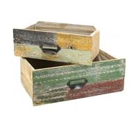 Lot de 2 corbeilles tiroirs bois recyclé