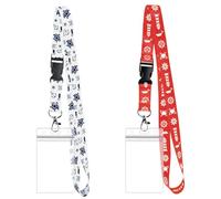 Lot de 2 Cordons de Croisière avec Porte-Carte Étanche, Tour de Cou Détachable pour Cartes Clés de Bateau, Badge d'identification Bureau et École, Blanc et Rouge