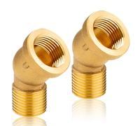 Lot de 2 coudes en laiton 45° 1/2" AG x IG, DN15 Raccord fileté angle 45° | Filetage intérieur 1/2" x filetage extérieur en laiton coudé 45°, raccords sanitaires 1/2"