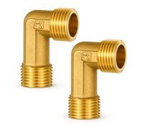 Lot de 2 coudes en laiton à 90° - 1/2" AG - Angle 90° - 20 mm | Raccord coudé DN15 1/2" - Filetage extérieur - Raccords sanitaires - Raccord d'angle pour eau potable - Raccord de tuyau