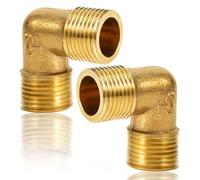 Lot de 2 coudes en laiton à 90° - 1" AG vers 1" AG vers 1" AG - DN25 - Coude de tuyau en laiton à 90° - Filetage extérieur 1" x filetage extérieur de 1" - Raccords sanitaires adaptés à l'eau potable