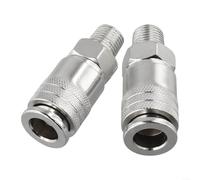 Lot de 2 coupleurs rapides mâles G1/4, raccord rapide standard pour compresseur d'air pneumatique, connecteur de tuyau d'air en métal argenté, adaptateur mâle de 10,2 cm pour outil pneumatique