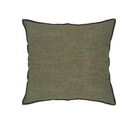 Lot de 2 coussin décoratif déhoussable en lin et coton coloris vert kaki - Longueur 45 x Profondeur 12 x Hauteur 45 cm --
