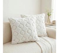 Lot De 2 Coussin Décoration Housse Taie 45x45cm Decoratif Housses Coussins | Oreiller Intérieure Peluche Deco Maison Canapé Décoratifs Home Decor pour Maison Salon Chambre