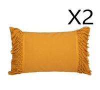 Lot de 2 coussins coloris Ocre en coton - polyester - Longueur 50 x Profondeur 7 x Hauteur 30 cm