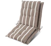 Lot de 2 coussins d'appui pour fauteuil bas Beautissu Sun-NL 100 x 50 x 8 cm, rayures beige et blanc