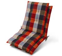 Lot de 2 coussins d'appui pour fauteuils bas Beautissu Sun-NL 100 x 50 x 8 cm, motif à carreaux orange et beige