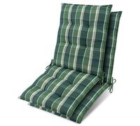 Lot de 2 coussins d'appui pour fauteuils bas Beautissu Sun-NL 100 x 50 x 8 cm, vert à carreaux