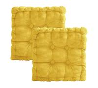 Lot de 2 coussins d'assise 40 x 40 cm, pour chaise et sol, matelassés, épais avec rembourrage en 100 % coton PP, carrés, pour l'intérieur et l'extérieur, pour banc, chaise de jardin et salle à manger