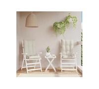 vidaXL Lot de 2 Coussins de Chaise à Dossier Haut, Galette de Siège Imperméable, Coussin d'Extérieur Anti-Glissement Jardin Terrasse, Crème Tissu Oxford