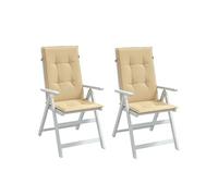 vidaXL Coussins de chaise à dossier haut – Lot de 2, Beige mélangé, tissu extérieur