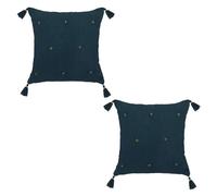 Lot de 2 coussins de chaise brodés rectangulaires Starke - 40 x 40 cm - Bleu nuit