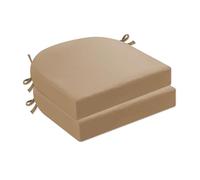 Lot de 2 coussins de chaise de patio imperméables 43,2 x 43,2 x 7,6 cm avec attaches pour un ajustement sûr, coussins de siège d'angle ronds pour jardin et cour, kaki
