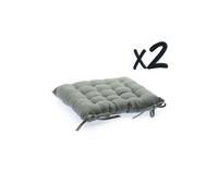 Lot de 2 Coussins de chaise en coton Gris, 38 x 38 cm --