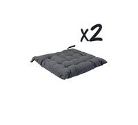 Lot de 2 Coussins de chaise en coton Gris foncé, 38 x 38 cm --