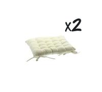 Lot de 2 Coussins de chaise en coton Ivoire, 38 x 38 cm --