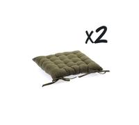 Lot de 2 Coussins de chaise en coton Taupe, 38 x 38 cm --