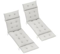 Outsunny Lot de 2 coussins de chaise longue coussin bain de soleil - šŠpais, confortable et rembourršŠ - matelas transat avec 6 attaches, 190 x 56 x 10 cm, gris clair