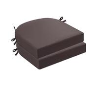 Lot de 2 coussins de chaise ronds imperméables, durables et élégants avec attaches, parfaits pour terrasse, jardin, pelouse - 43,2 x 43,2 x 7,6 cm - Marron