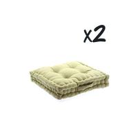 Lot de 2 Coussins de sol en coton Lin, 40 x 40 x H8 cm --