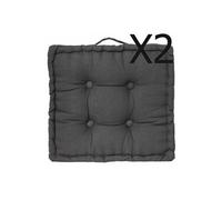 Lot de 2 Coussins de sol en coton très tendance, Coloris Gris Foncé , 40 x 40 x H8 cm --