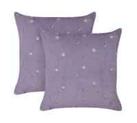 Lot de 2 Coussins Décoratifs à Motif Floral 45 x 45 cm Polyester Touffu Violet L