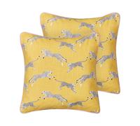 Lot de 2 Coussins Décoratifs avec Motifs de Guépards 45 x 45 cm en Coton Jaune A