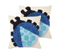 Lot de 2 Coussins Décoratifs en Coton 45 x 45 cm avec Motif Coccinelle Multicolo