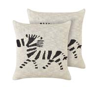 Lot de 2 Coussins Décoratifs en Coton 45 x 45 cm Motif Zèbre Beige Jabori