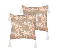 Lot de 2 Coussins Décoratifs en Coton Multicolore à Motif de Palmiers 45 x 45 cm