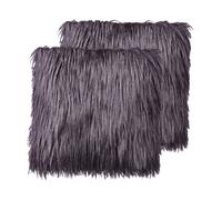 Lot de 2 Coussins Décoratifs en Fourrure Synthétique à Poils Longs Gris Foncé 45