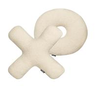 Lot de 2 Coussins Décoratifs en Fourrure Synthétique Beige en Forme de Lettres H