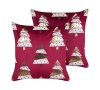 Lot de 2 Coussins Décoratifs en Velours à Motif de Sapin de Noël Rouge Goldspruc