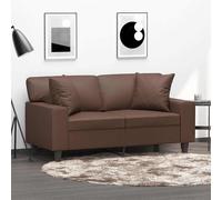 Lot de 2 Coussins Décoratifs Oreillers Patio Jardin Marron Similicuir vidaXL