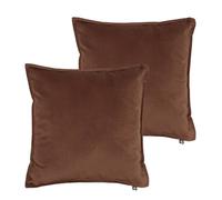 Lot de 2 coussins déhoussables en polyester coloris marron - Longueur 45 x largeur 6 x Hauteur 45 cm