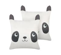 Lot de 2 Coussins en Coton 45 x 45 cm Motif Panda Décoratifs Blanc et Noir Panda