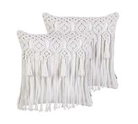Lot de 2 Coussins en Coton Décoratifs 45 x 45 cm avec Rembourrage Motif Macramé