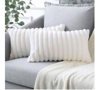Lot de 2 coussins en peluche - TMCT-07 blanc crème - 30 x 50 cm, imprimé recto seul Label
