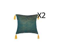 Lot de 2 coussins en polyester coloris bleu - L. 40 x l. 40 cm --