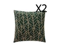 Lot de 2 coussins en polyester coloris Vert cèdre - L. 40 x l. 40 cm --