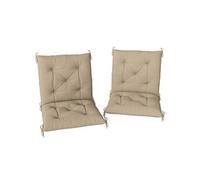 Lot de 2 coussins matelas assise dossier 2 en 1 pour chaise fauteuil grand confort 98L x 50l x 8H cm beige