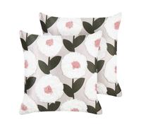 Lot de 2 Coussins Moderne Décoratifs en Coton 45 x 45 cm Carré Motif Floral Hous